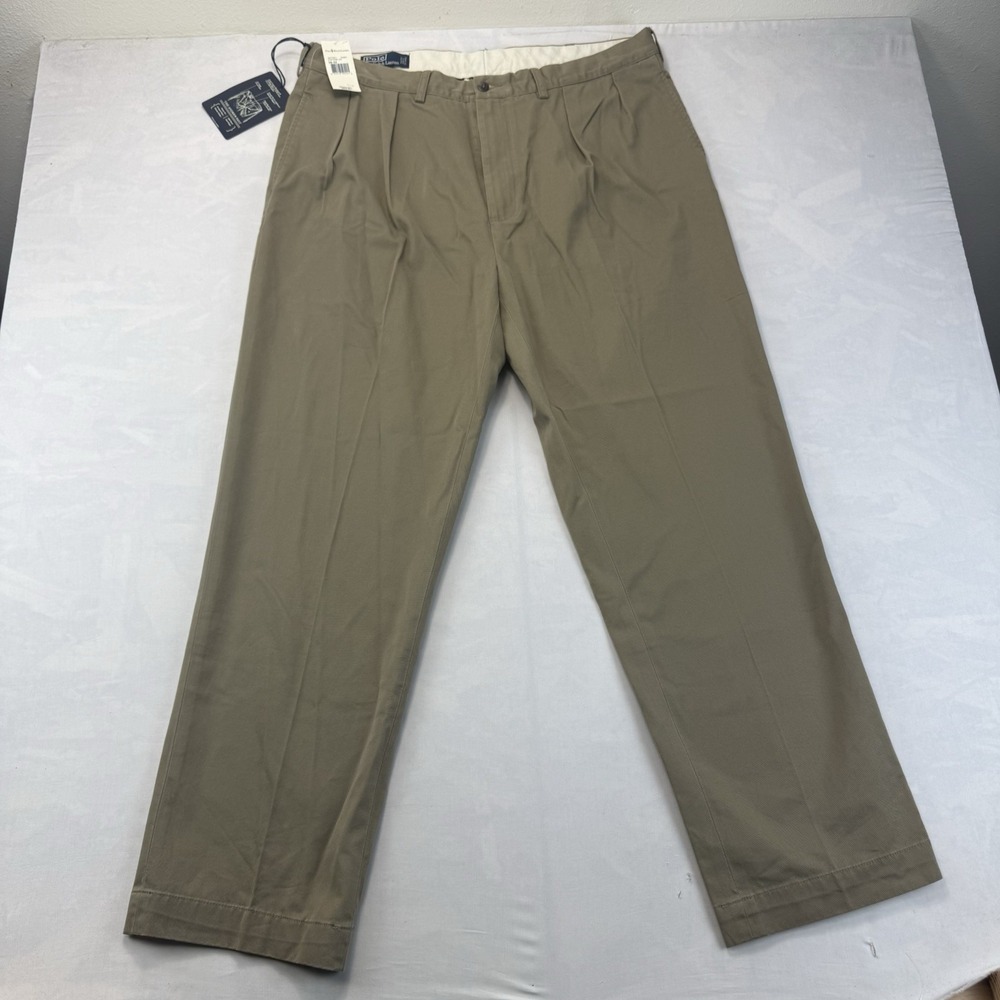 Polo Ralph Lauren Andrew Men's 38x32 Khaki Pleated Cotton Chino Pants NWT